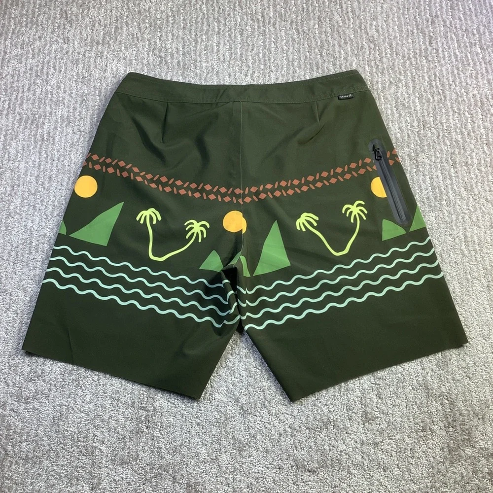 Roark Passage Primo Island Time Boardshorts Dark Military Green Mens Size 30 NWT